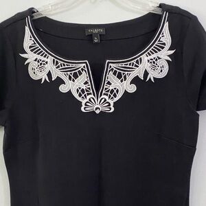 3/$15 Talbots Black Tee dress with White Lace Detail